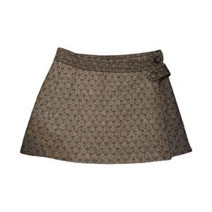 Trina Turk Brown Textured Embellished A-Line Mini Skirt Size 4 Button Detail